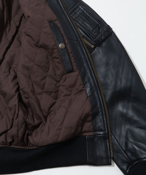 HOUSTON(ヒューストン)の「【HOUSTON/ヒューストン】SHEEP LEATHER MA-1 FLIGHT JACKET/シープレザーMA-1(MA-1・メンズ・ブラック/ブラウン・M/L/XL)」の9枚目の写真
