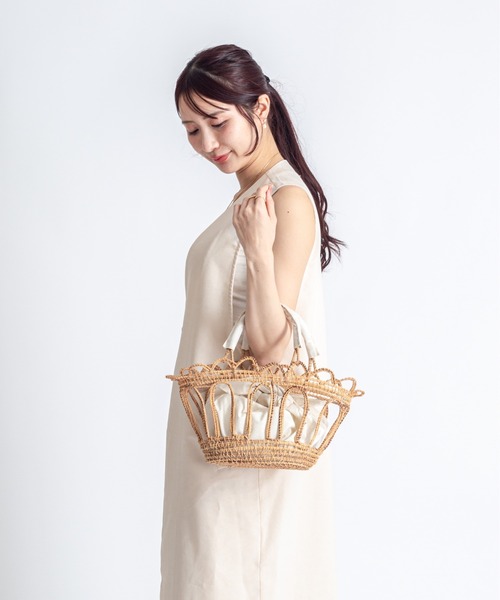 TARANGO(タランゴ)の「【TARANGO】手編み インナー付き かごバッグ ハンドバッグ(かごバッグ・レディース・ナチュラル・FREE)」の7枚目の写真