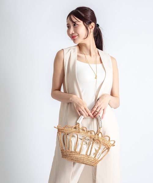 TARANGO(タランゴ)の「【TARANGO】手編み インナー付き かごバッグ ハンドバッグ(かごバッグ・レディース・ナチュラル・FREE)」の9枚目の写真
