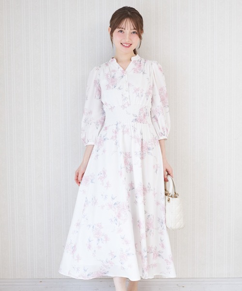 tocco closet(トッコ クローゼット)の「ウエストシャーリングスキッパーフラワープリントワンピース(ワンピース・レディース・ピンク/ライトイエロー・M)」の2枚目の写真