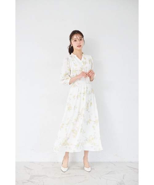 tocco closet(トッコ クローゼット)の「ウエストシャーリングスキッパーフラワープリントワンピース(ワンピース・レディース・ピンク/ライトイエロー・M)」の3枚目の写真