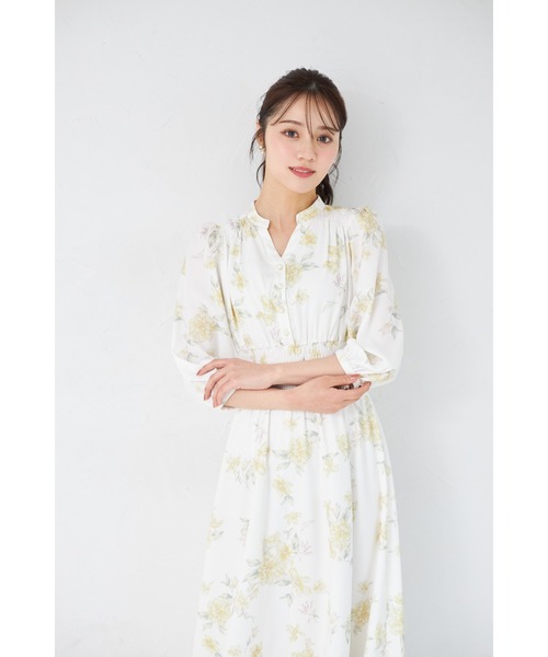 tocco closet(トッコ クローゼット)の「ウエストシャーリングスキッパーフラワープリントワンピース(ワンピース・レディース・ピンク/ライトイエロー・M)」の6枚目の写真