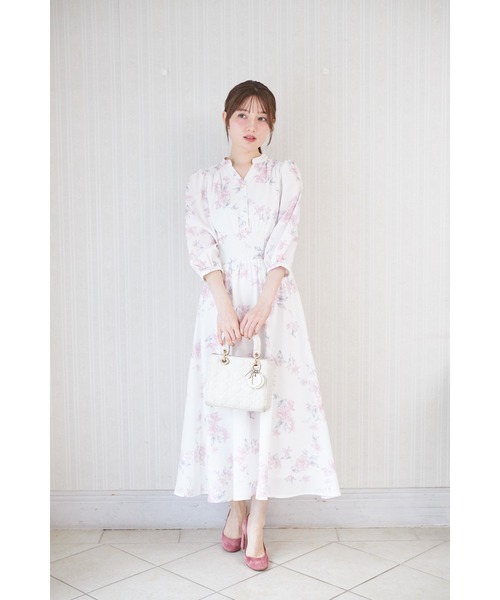 tocco closet(トッコ クローゼット)の「ウエストシャーリングスキッパーフラワープリントワンピース(ワンピース・レディース・ピンク/ライトイエロー・M)」の10枚目の写真