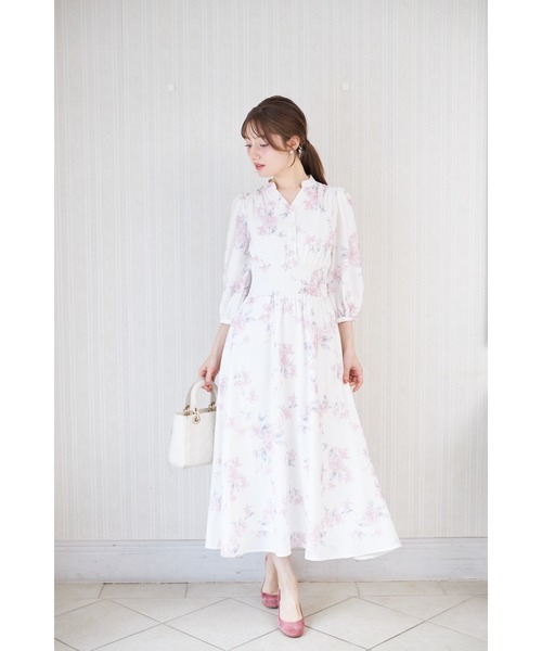 tocco closet(トッコ クローゼット)の「ウエストシャーリングスキッパーフラワープリントワンピース(ワンピース・レディース・ピンク/ライトイエロー・M)」の11枚目の写真