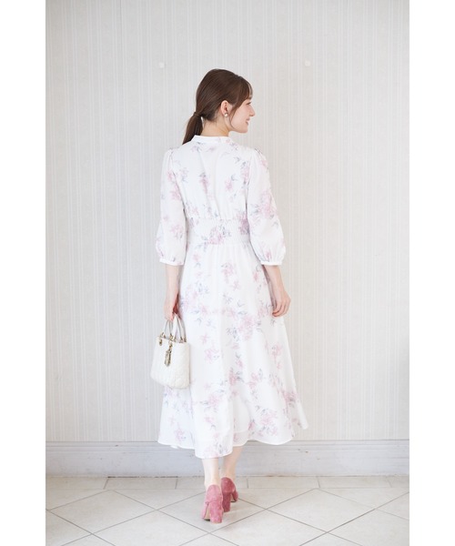 tocco closet(トッコ クローゼット)の「ウエストシャーリングスキッパーフラワープリントワンピース(ワンピース・レディース・ピンク/ライトイエロー・M)」の12枚目の写真
