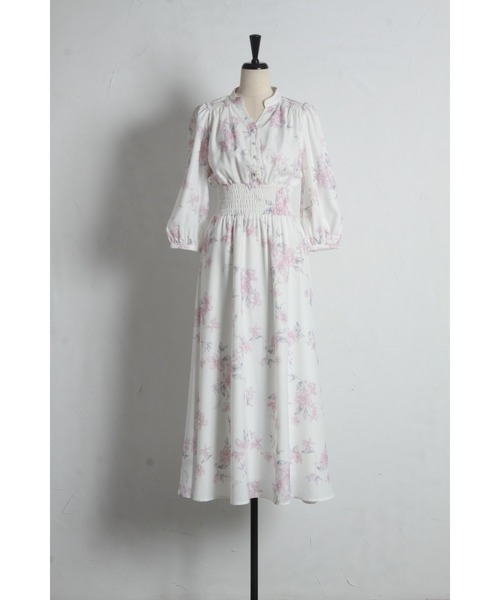 tocco closet(トッコ クローゼット)の「ウエストシャーリングスキッパーフラワープリントワンピース(ワンピース・レディース・ピンク/ライトイエロー・M)」の17枚目の写真