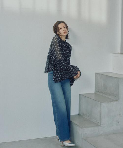 a/mie（アミー）の「＜ウォッシャブル＞＜ａ＞ジョーゼットボリュームブラウス / 1216119201（シャツ/ブラウス・レディース・ベージュ/ブラック・FREE）」の4枚目の写真