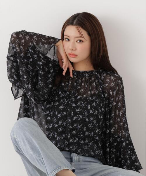 a/mie（アミー）の「＜ウォッシャブル＞＜ａ＞ジョーゼットボリュームブラウス / 1216119201（シャツ/ブラウス・レディース・ベージュ/ブラック・FREE）」の5枚目の写真