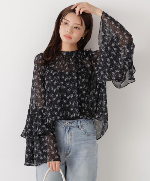 a/mie（アミー）の「＜ウォッシャブル＞＜ａ＞ジョーゼットボリュームブラウス / 1216119201（シャツ/ブラウス・レディース・ベージュ/ブラック・FREE）」の7枚目の写真