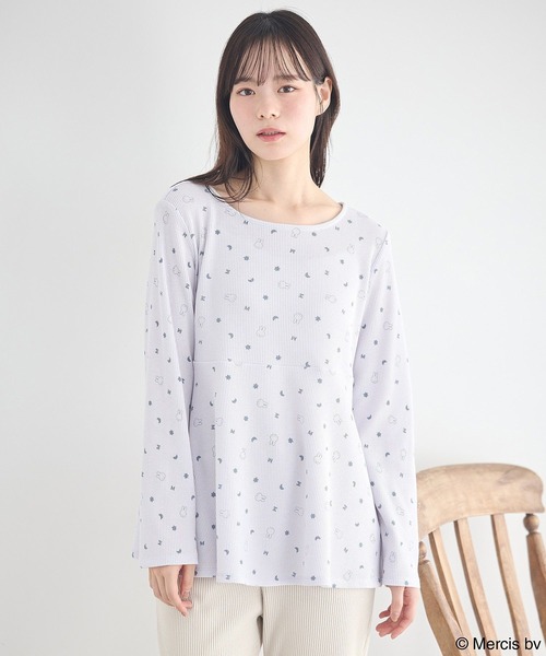 earth music&ecology(アースミュージックアンドエコロジー)の「miffy /earth おやすみアートT(Tシャツ/カットソー・レディース・ベージュ/ブルー・FREE)」の9枚目の写真