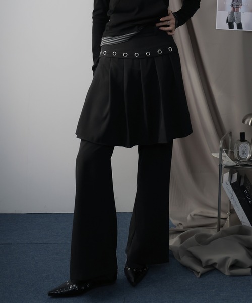 Ulysses(ユリシス)の「スカート付きレイヤードスラックスパンツ(スラックス・レディース・ブラック・S/M)」の1枚目の写真