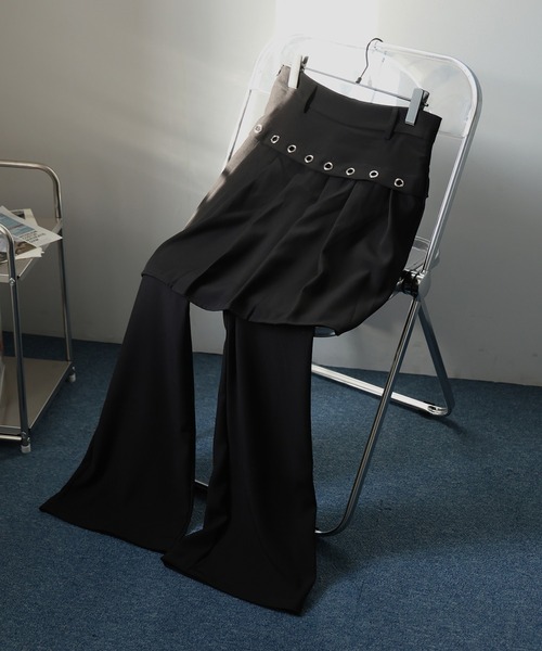 Ulysses(ユリシス)の「スカート付きレイヤードスラックスパンツ(スラックス・レディース・ブラック・S/M)」の3枚目の写真