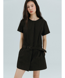 Round Belt Mini Dress, Black