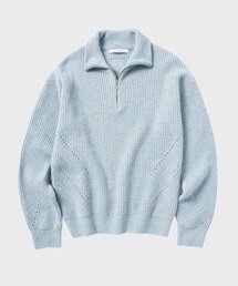 ルーズフィットハーフジップカラー ニット_ISLANDER BLUE