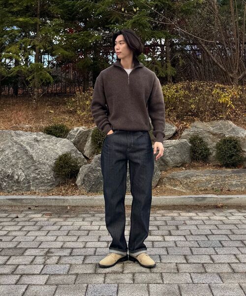 NONBLANK(ノンブランク)の「ルーズフィットハーフジップカラー ニット_ISLANDER BLUE(ニット/セーター・メンズ・その他・M/L/XL)」の5枚目の写真