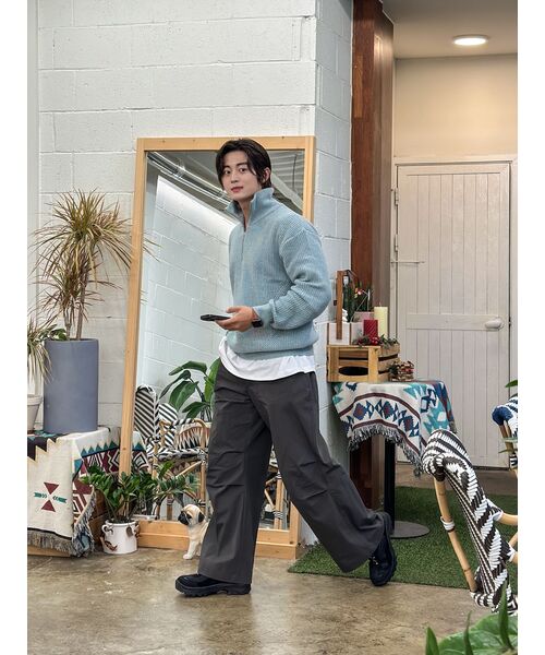 NONBLANK(ノンブランク)の「ルーズフィットハーフジップカラー ニット_ISLANDER BLUE(ニット/セーター・メンズ・その他・M/L/XL)」の11枚目の写真