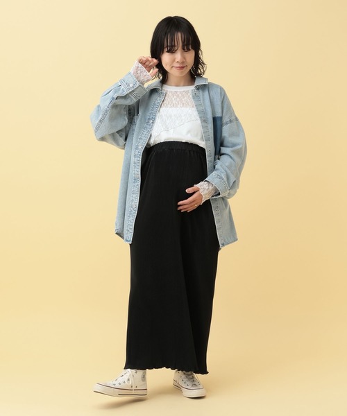 LEPSIM(レプシィム)の「【産前・産後対応】マタニティ/レース切り替えプルオーバー 636167(マタニティウェア/グッズ・レディース・ブラック/オフホワイト・FREE)」の13枚目の写真