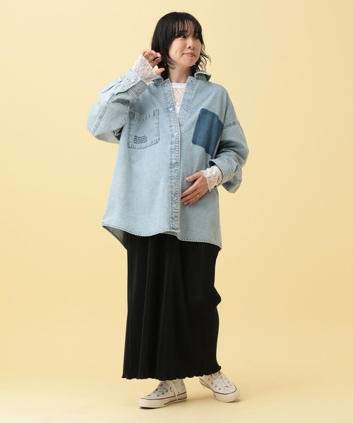 LEPSIM(レプシィム)の「【産前・産後対応】マタニティ/レース切り替えプルオーバー 636167(マタニティウェア/グッズ・レディース・ブラック/オフホワイト・FREE)」の14枚目の写真