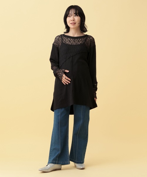 LEPSIM(レプシィム)の「【産前・産後対応】マタニティ/レース切り替えプルオーバー 636167(マタニティウェア/グッズ・レディース・ブラック/オフホワイト・FREE)」の18枚目の写真