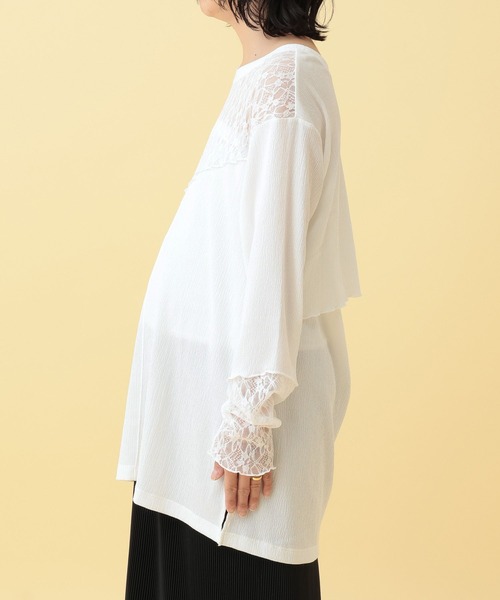 LEPSIM(レプシィム)の「【産前・産後対応】マタニティ/レース切り替えプルオーバー 636167(マタニティウェア/グッズ・レディース・ブラック/オフホワイト・FREE)」の22枚目の写真