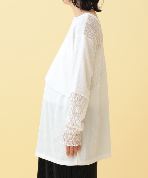 LEPSIM(レプシィム)の「【産前・産後対応】マタニティ/レース切り替えプルオーバー 636167(マタニティウェア/グッズ・レディース・ブラック/オフホワイト・FREE)」の7枚目の写真