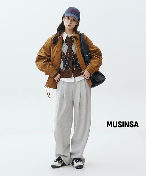 MUSINSA STANDARD WOMAN（ムシンサスタンダードウーマン）の「ウィメンズアーガイルラウンドネックカーディガン[ブラウン]（カーディガン/ボレロ・レディース・その他・X-SMALL/SMALL/MEDIUM/LARGE）」の3枚目の写真