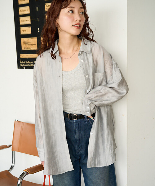 FREAK'S STORE(フリークスストア)の「限定展開 シアーワッシャー ビッグ ロングスリーブ シャツ(シャツ/ブラウス・レディース・ブラック/ナチュラル/ベージュ/ピンク/サックスブルー・フリ-)」の16枚目の写真
