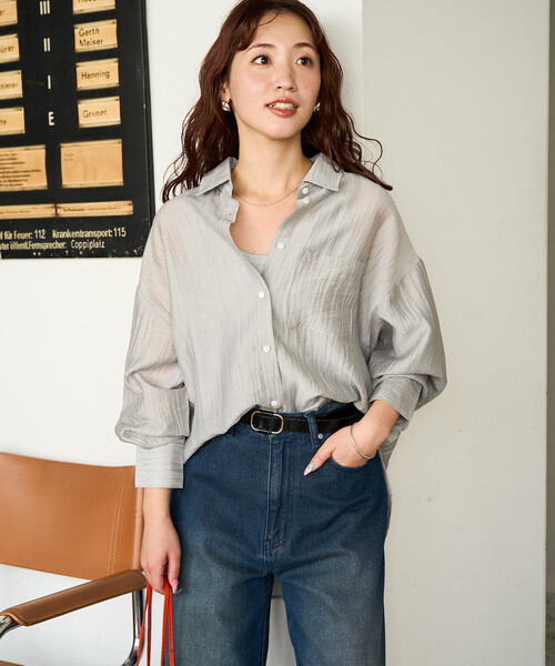 FREAK'S STORE(フリークスストア)の「限定展開 シアーワッシャー ビッグ ロングスリーブ シャツ(シャツ/ブラウス・レディース・ブラック/ナチュラル/ベージュ/ピンク/サックスブルー・フリ-)」の19枚目の写真