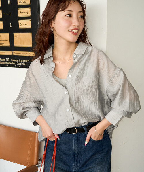 FREAK'S STORE(フリークスストア)の「限定展開 シアーワッシャー ビッグ ロングスリーブ シャツ(シャツ/ブラウス・レディース・ブラック/ナチュラル/ベージュ/ピンク/サックスブルー・フリ-)」の20枚目の写真