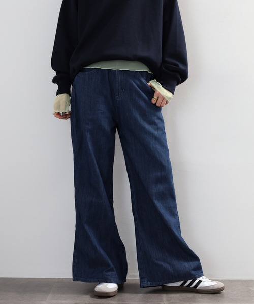 atONE(アットワン)の「ドレープワイドフレアパンツ(その他パンツ・レディース・ブルー/ワンウォッシュ/ネイビー・3L/LL/L/M/4L)」の14枚目の写真