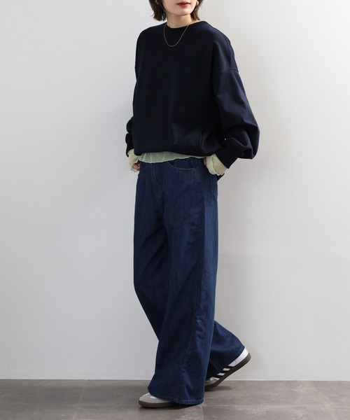 atONE(アットワン)の「ドレープワイドフレアパンツ(その他パンツ・レディース・ブルー/ワンウォッシュ/ネイビー・3L/LL/L/M/4L)」の16枚目の写真