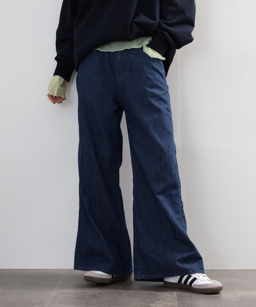 atONE(アットワン)の「ドレープワイドフレアパンツ(その他パンツ・レディース・ブルー/ワンウォッシュ/ネイビー・3L/LL/L/M/4L)」の19枚目の写真