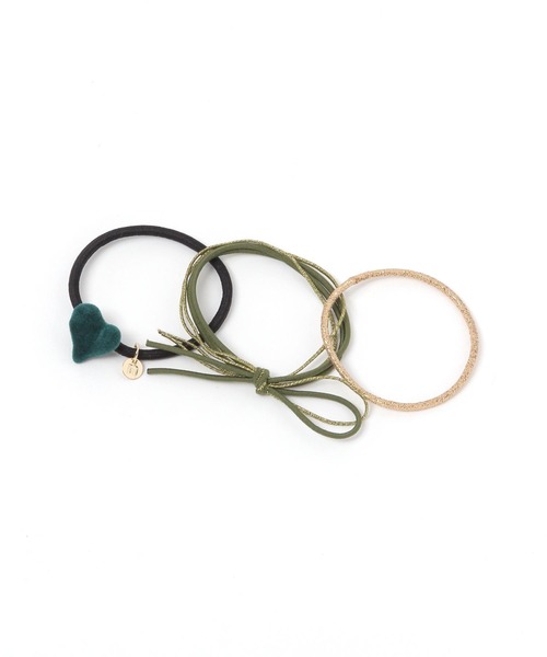 niko and...（ニコアンド）の「フロッキーハート3SETヘアゴム（ヘアゴム・レディース・グリーン/レッド/ブラック・0）」の3枚目の写真