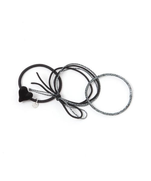 niko and...（ニコアンド）の「フロッキーハート3SETヘアゴム（ヘアゴム・レディース・グリーン/レッド/ブラック・0）」の2枚目の写真