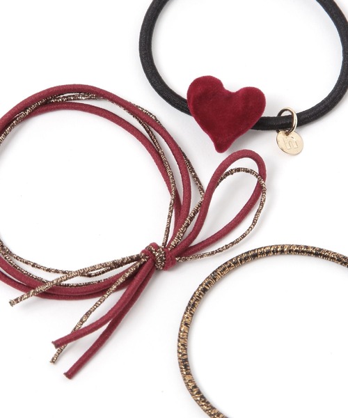 niko and...（ニコアンド）の「フロッキーハート3SETヘアゴム（ヘアゴム・レディース・グリーン/レッド/ブラック・0）」の6枚目の写真