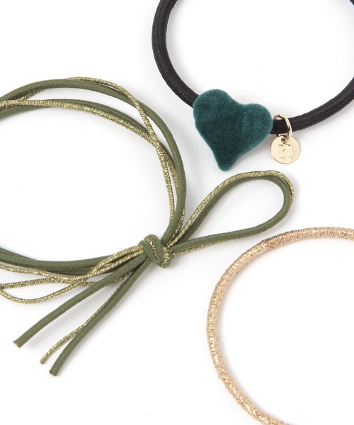 niko and...（ニコアンド）の「フロッキーハート3SETヘアゴム（ヘアゴム・レディース・グリーン/レッド/ブラック・0）」の5枚目の写真