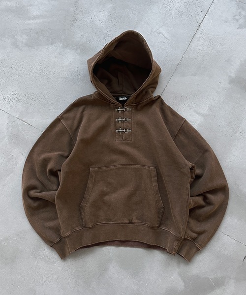 kutir（クティール）の「FIREMAN HENLEY NECK PULLOVER HOODIE／ファイヤーマンヘンリーネックプルオーバーパーカー（パーカー・メンズ・ブラウン/ブラック/ネイビー・LARGE/MEDIUM）」の10枚目の写真