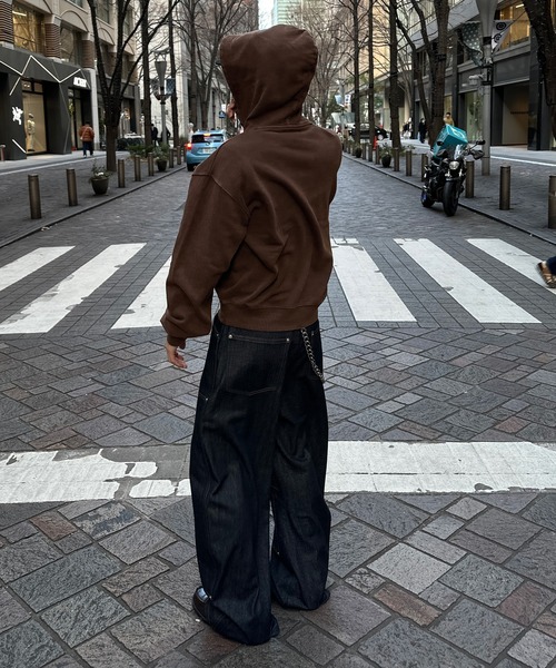 kutir（クティール）の「FIREMAN HENLEY NECK PULLOVER HOODIE／ファイヤーマンヘンリーネックプルオーバーパーカー（パーカー・メンズ・ブラウン/ブラック/ネイビー・LARGE/MEDIUM）」の5枚目の写真