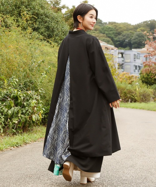 カヤ（カヤ）の「【カヤ】春霰八掛コート（その他アウター・レディース・ライトグレー/スミクロ/パープル・FREE）」の8枚目の写真