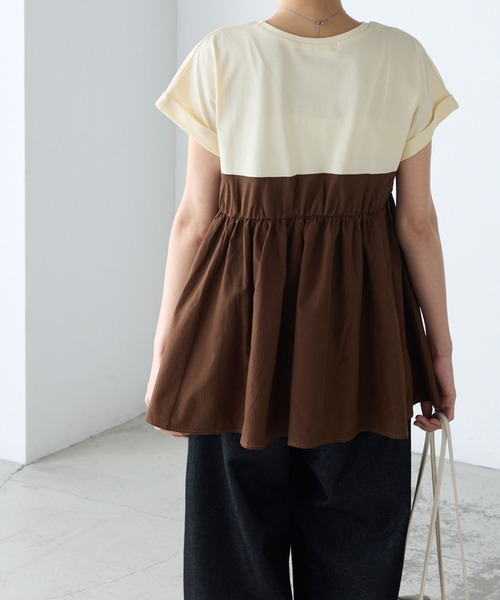 BONLECILL（ボンルシール）の「【接触冷感/UVカット/洗える】シャツビスチェドッキングギャザーＴ（Tシャツ/カットソー・レディース・ホワイト/グレー/クリーム/チャコールグレー/オフホワイト/ブラック・FREE）」の15枚目の写真