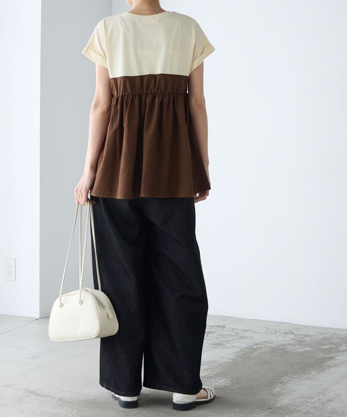 BONLECILL（ボンルシール）の「【接触冷感/UVカット/洗える】シャツビスチェドッキングギャザーＴ（Tシャツ/カットソー・レディース・ホワイト/グレー/クリーム/チャコールグレー/オフホワイト/ブラック・FREE）」の19枚目の写真