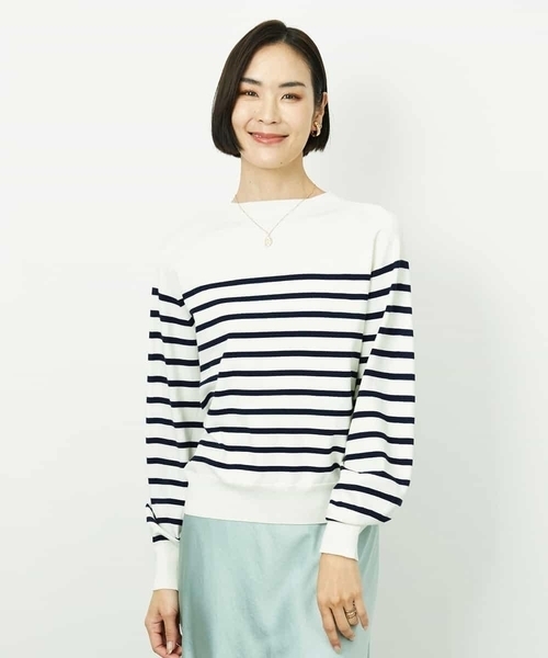 MICHEL KLEIN(ミッシェル・クラン)の「ホールガーメント(R)ボトルネックニット(ニット/セーター・レディース・アイボリー/イエロー/ブルー・38)」の4枚目の写真