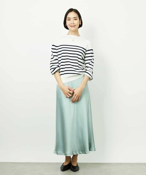 MICHEL KLEIN(ミッシェル・クラン)の「ホールガーメント(R)ボトルネックニット(ニット/セーター・レディース・アイボリー/イエロー/ブルー・38)」の6枚目の写真
