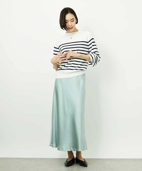 MICHEL KLEIN(ミッシェル・クラン)の「ホールガーメント(R)ボトルネックニット(ニット/セーター・レディース・アイボリー/イエロー/ブルー・38)」の7枚目の写真