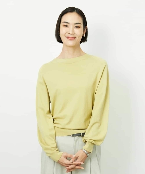 MICHEL KLEIN(ミッシェル・クラン)の「ホールガーメント(R)ボトルネックニット(ニット/セーター・レディース・アイボリー/イエロー/ブルー・38)」の9枚目の写真