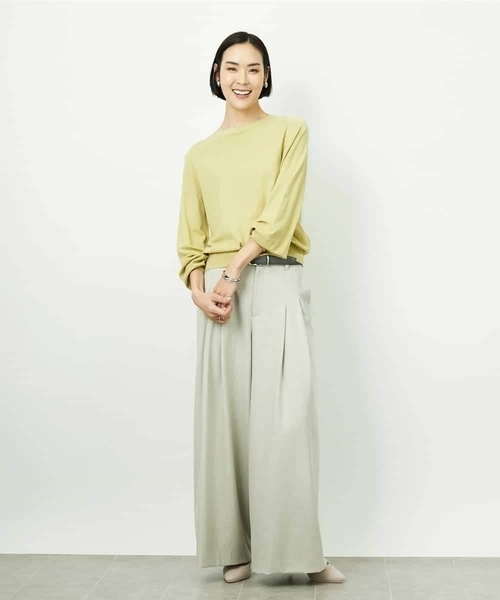 MICHEL KLEIN(ミッシェル・クラン)の「ホールガーメント(R)ボトルネックニット(ニット/セーター・レディース・アイボリー/イエロー/ブルー・38)」の12枚目の写真