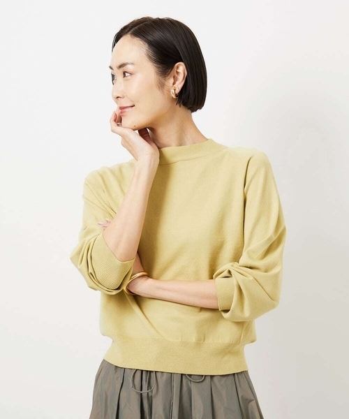 MICHEL KLEIN(ミッシェル・クラン)の「ホールガーメント(R)ボトルネックニット(ニット/セーター・レディース・アイボリー/イエロー/ブルー・38)」の14枚目の写真