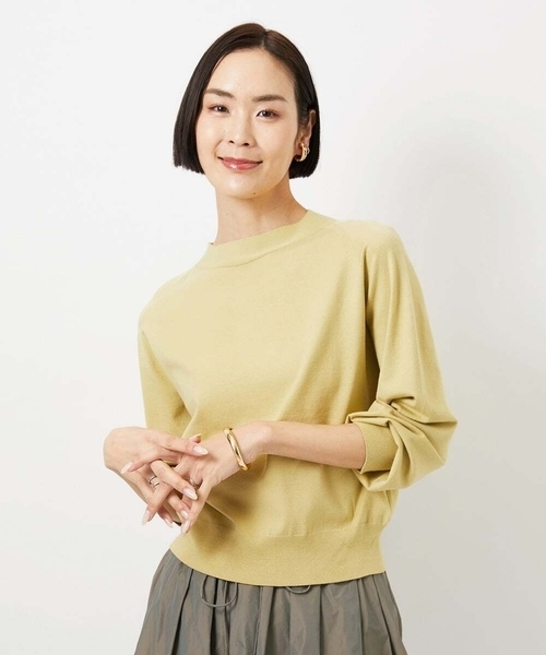 MICHEL KLEIN(ミッシェル・クラン)の「ホールガーメント(R)ボトルネックニット(ニット/セーター・レディース・アイボリー/イエロー/ブルー・38)」の15枚目の写真