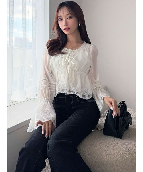 RESEXXY（リゼクシー）の「エンブロイダリーレースブラウス（シャツ/ブラウス・レディース・ブラック/ホワイト/ピンク・FREE）」の4枚目の写真