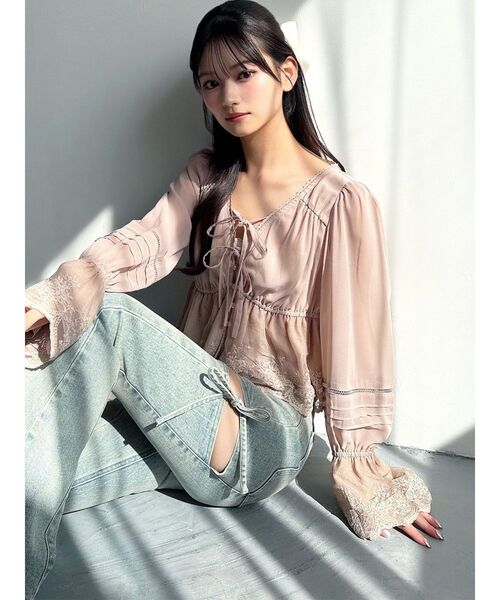 RESEXXY（リゼクシー）の「エンブロイダリーレースブラウス（シャツ/ブラウス・レディース・ブラック/ホワイト/ピンク・FREE）」の8枚目の写真